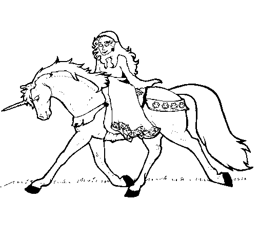 Dibuix de Princesa en unicorn  per Pintar on-line