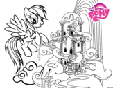 Dibujo de Rainbow Dash al seu palau