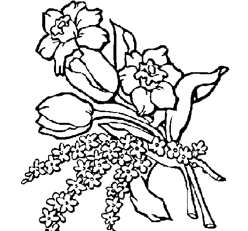 Dibuix de Ram de flors per Pintar on-line