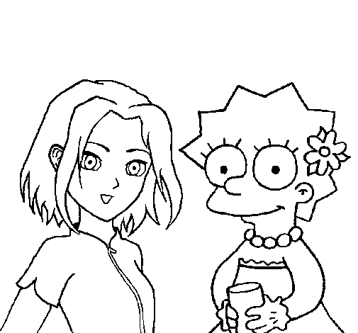 Dibuix de Sakura i Lisa per Pintar on-line
