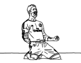 Dibuix de Sergio Ramos celebrant un gol per pintar