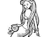 Dibuix de Sirena amb cargol per pintar