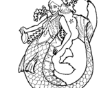 Dibuix de Sirena amb llarga cabellera  per pintar