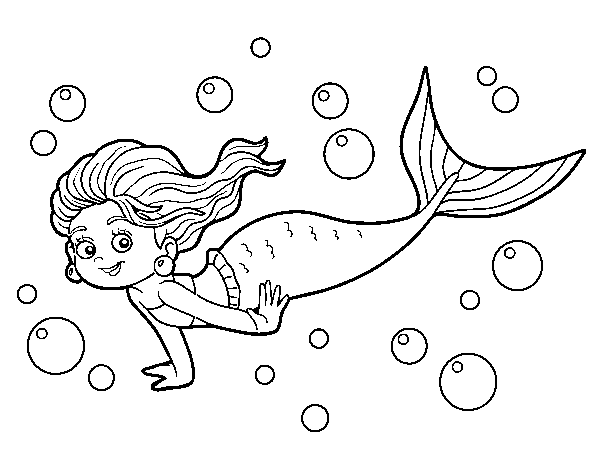 Dibuix de Sirena del mar per Pintar on-line