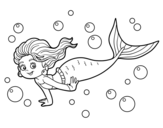 Dibuix de Sirena del mar per pintar