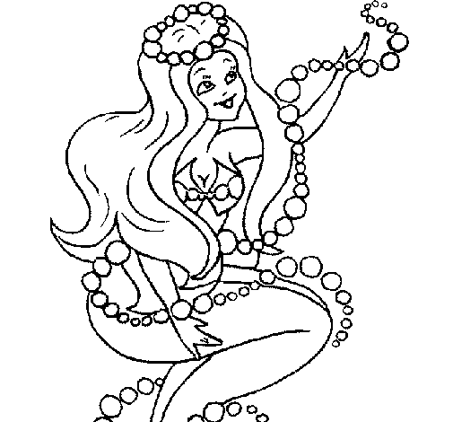 Dibuix de Sirena entre bombolles per Pintar on-line