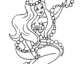 Dibuix de Sirena entre bombolles per pintar