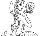 Dibuix de Sirena i perla per pintar