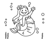 Dibujo de Sireneta saludant