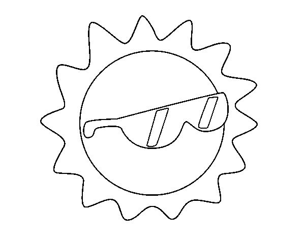 Dibuix de Sol amb ulleres per Pintar on-line