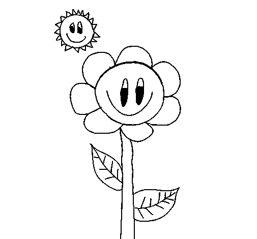 Dibuix de Sol i flor per Pintar on-line