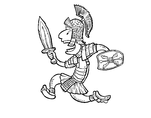 Dibuix de Soldat romà atacant per Pintar on-line