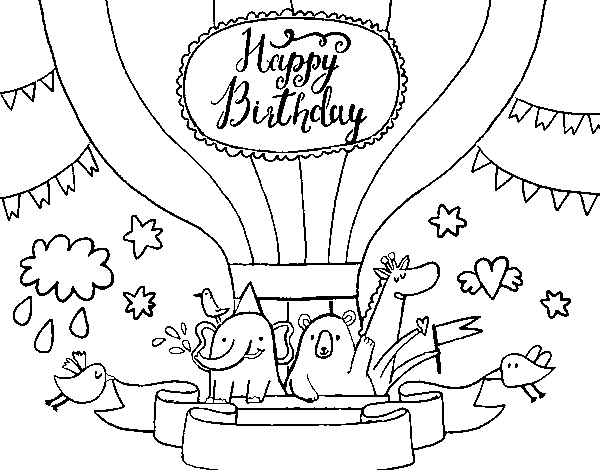 Dibuix de Targeta de Feliç Aniversari per Pintar on-line