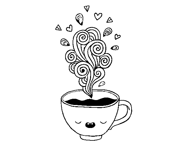 Dibuix de Tassa de cafè kawaii per Pintar on-line