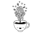 Dibuix de Tassa de cafè kawaii per pintar