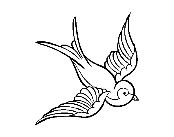 Dibuix de Tatuatge d'ocell per Pintar on-line
