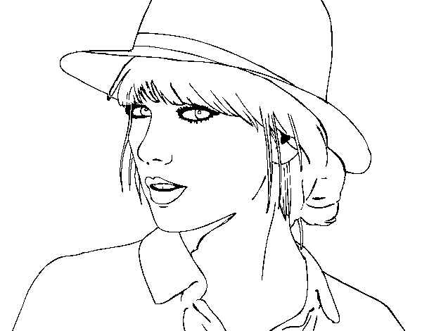 Dibuix de Taylor Swift amb barret per Pintar on-line