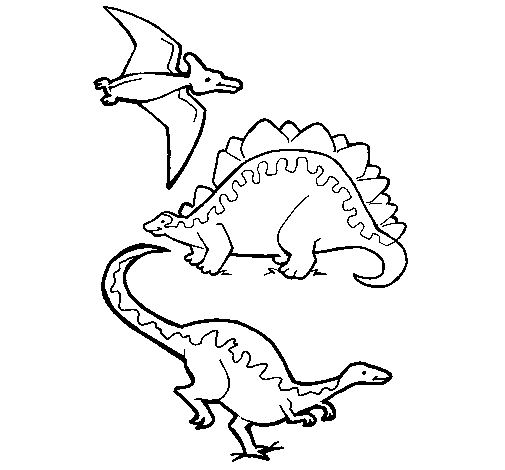 Dibuix de Tres classes de dinosauris  per Pintar on-line