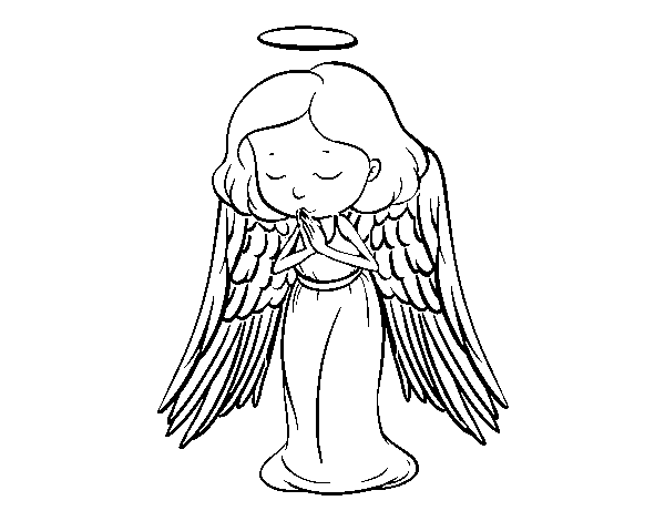 Dibuix de Un àngel pregant per Pintar on-line