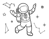 Dibuix de Un astronauta a l'espai estelar per pintar