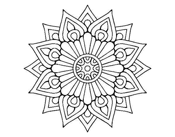 Dibuix de Un mandala espurna floral per Pintar on-line