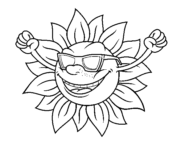 Dibuix de Un sol amb ulleres de sol per Pintar on-line