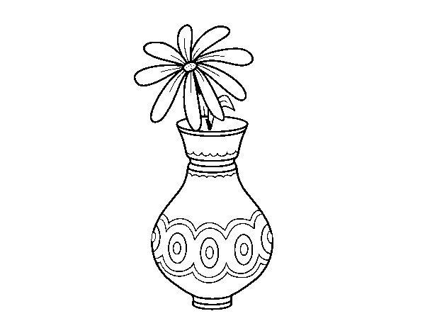 Dibuix de Una flor en un gerro per Pintar on-line
