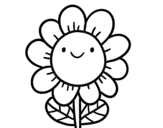 Dibujo de Una flor somrient