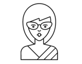 Dibuix de Una noia amb ulleres per pintar