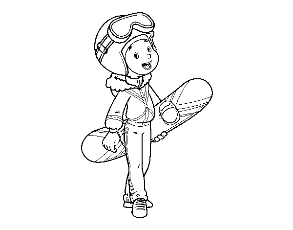 Dibuix de Una noia Snowboard per Pintar on-line