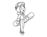 Dibuix de Una noia Snowboard per pintar