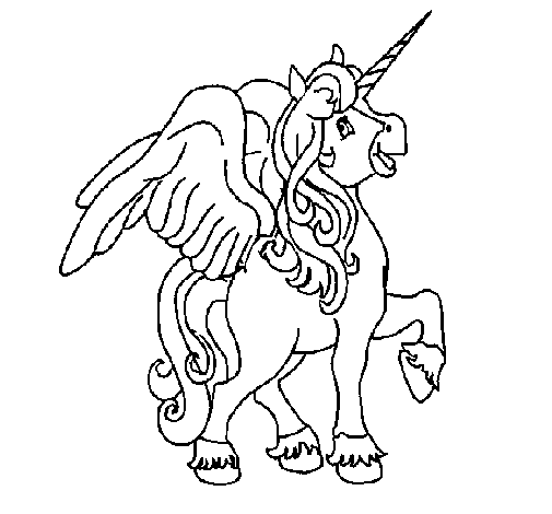 Dibuix de Unicorn amb ales per Pintar on-line