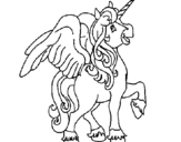 Dibuix de Unicorn amb ales per pintar