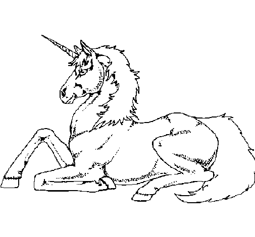 Dibuix de Unicorn assentat per Pintar on-line