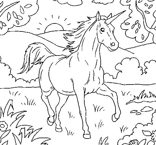 Dibuix de Unicorn corrent per Pintar on-line