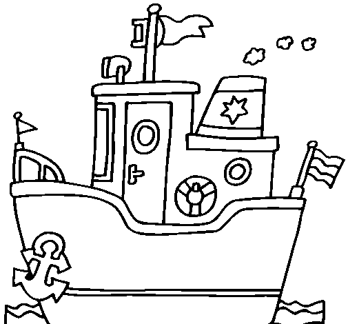 Dibuix de Vaixell amb ancora  per Pintar on-line