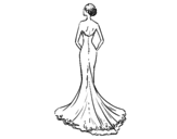 Dibujo de Vestit de boda amb cua