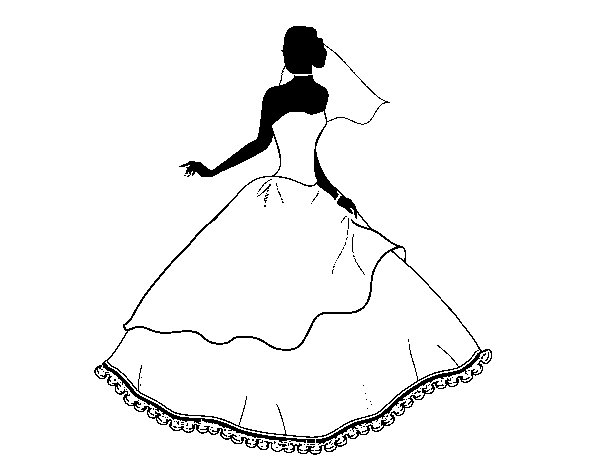Dibuix de Vestit de boda per Pintar on-line