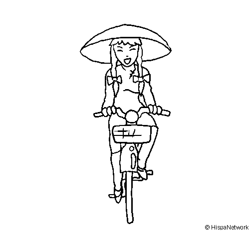 Dibuix de Xina amb bicicleta per Pintar on-line