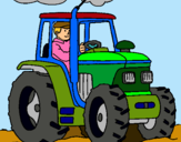 Dibuix Tractor en funcionament  pintat per campo