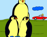 Dibuix Família pingüí  pintat per ibai