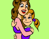 Dibuix Mare i filla abraçades pintat per Ivet Esteve Marquez
