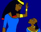 Dibuix Mare i fill egipcis pintat per JUDITH ROURE GRIMA