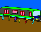 Dibuix Passatgers esperant al tren  pintat per Marti