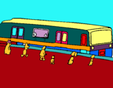 Dibuix Passatgers esperant al tren  pintat per marc  hierro
