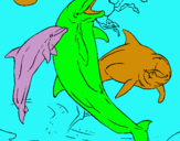 Dibuix Dofins jugant pintat per ernest