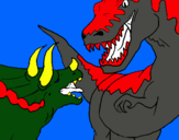 Dibuix Lluita de dinosauris pintat per roger