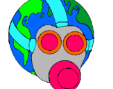 Dibuix Terra amb màscara de gas pintat per marsupilami