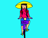Dibuix Xina amb bicicleta pintat per marta lópez  malet