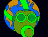 Dibuix Terra amb màscara de gas pintat per adrian 2901